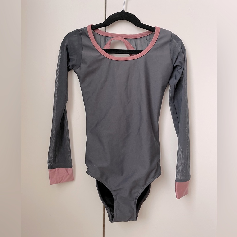 FIVE DANCEWEAR, YOUTH LARGE, LONG SLEEVE, GREY LEOTARD